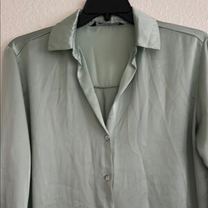 Zara Mint Green Casual Button Down blouse